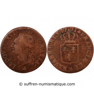 LOUIS XVI - SOL A L'ECU 1791 B ROUEN