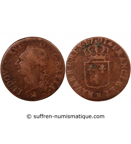 LOUIS XVI - SOL A L'ECU 1791 B ROUEN
