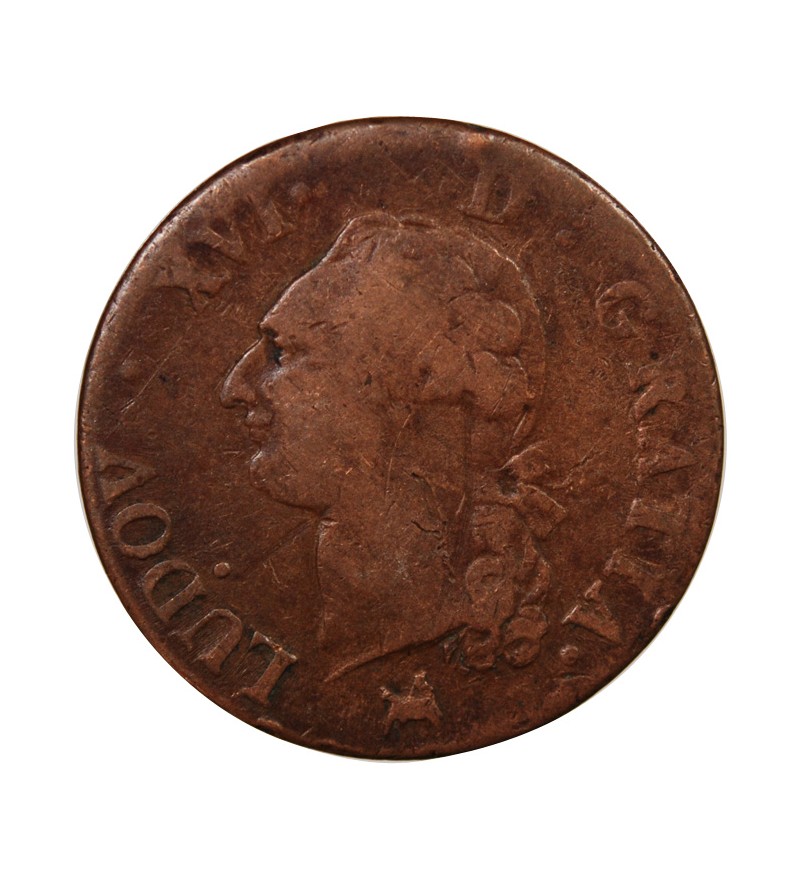 LOUIS XVI - SOL A L'ECU 1791 B ROUEN