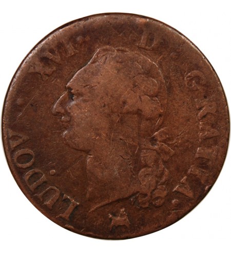 LOUIS XVI - SOL A L'ECU 1791 B ROUEN