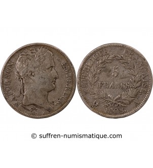 NAPOLEON Ier - 5 FRANCS 1808 A PARIS "Type République"﻿﻿