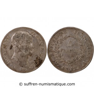 BONAPARTE Ier CONSUL﻿ - 5 FRANCS ARGENT AN 12 A PARIS