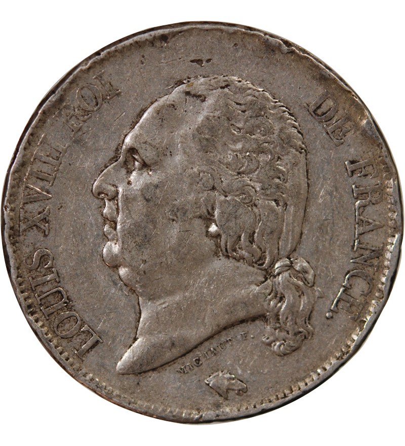 LOUIS XVIII - 5 FRANCS ARGENT 1820 A PARIS