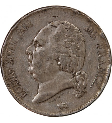 LOUIS XVIII - 5 FRANCS ARGENT 1820 A PARIS
