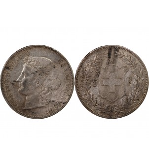 SUISSE, HELVETIA - 5 FRANCS ARGENT 1907 B BERNE 2