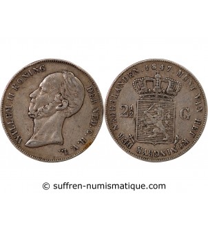 PAYS-BAS, WILLEM II - 2 1/2 GULDEN ARGENT 1847
