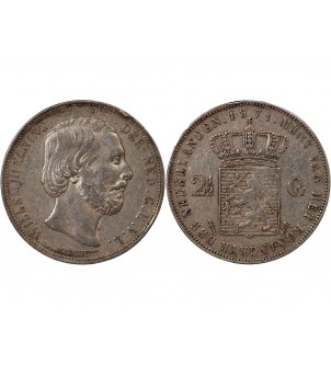 PAYS-BAS, WILLEM III - 2 1/2 GULDEN ARGENT 1871 2