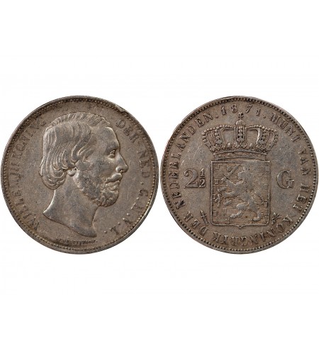 PAYS-BAS, WILLEM III - 2 1/2 GULDEN ARGENT 1871