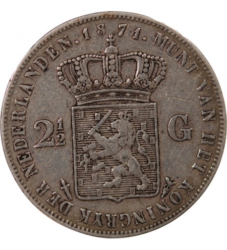 PAYS-BAS, WILLEM III - 2 1/2 GULDEN ARGENT 1871