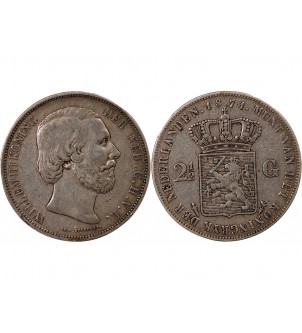 PAYS-BAS, WILLEM III - 2 1/2 GULDEN ARGENT 1871 2