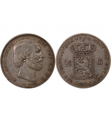 PAYS-BAS, WILLEM III - 2 1/2 GULDEN ARGENT 1871