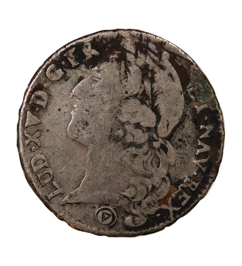 LOUIS XV - 1/2 ECU ARGENT AU BANDEAU 1772 Q PERPIGNAN - R5