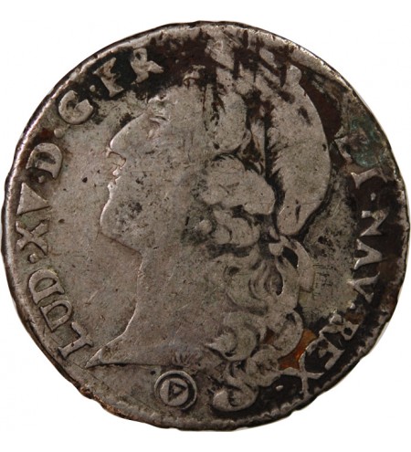 LOUIS XV - 1/2 ECU ARGENT AU BANDEAU 1772 Q PERPIGNAN - R5