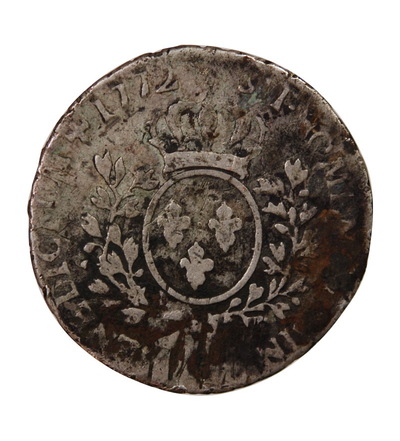 LOUIS XV - 1/2 ECU ARGENT AU BANDEAU 1772 Q PERPIGNAN - R5