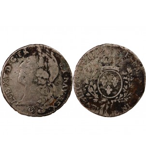 LOUIS XV - 1/2 ECU ARGENT AU BANDEAU 1772 Q PERPIGNAN - R5 2