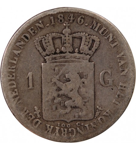 PAYS-BAS, WILLEM II - 1 GULDEN ARGENT 1846