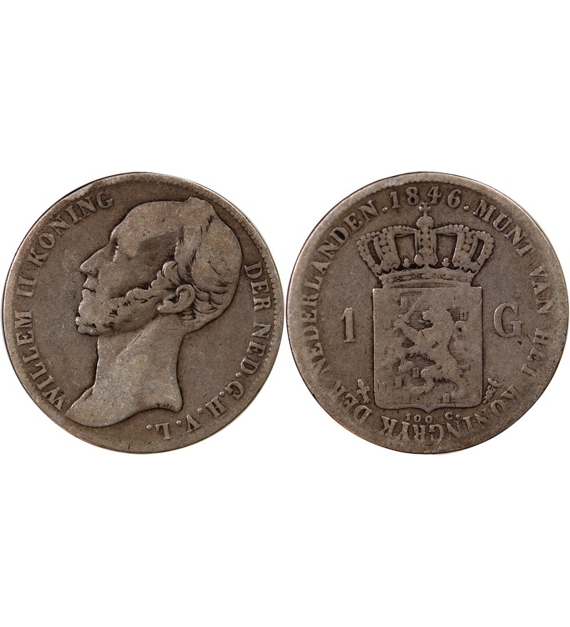 PAYS-BAS, WILLEM II - 1 GULDEN ARGENT 1846