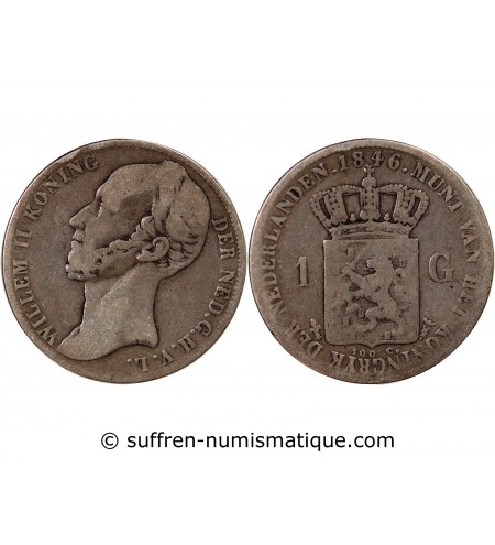 PAYS-BAS, WILLEM II - 1 GULDEN ARGENT 1846