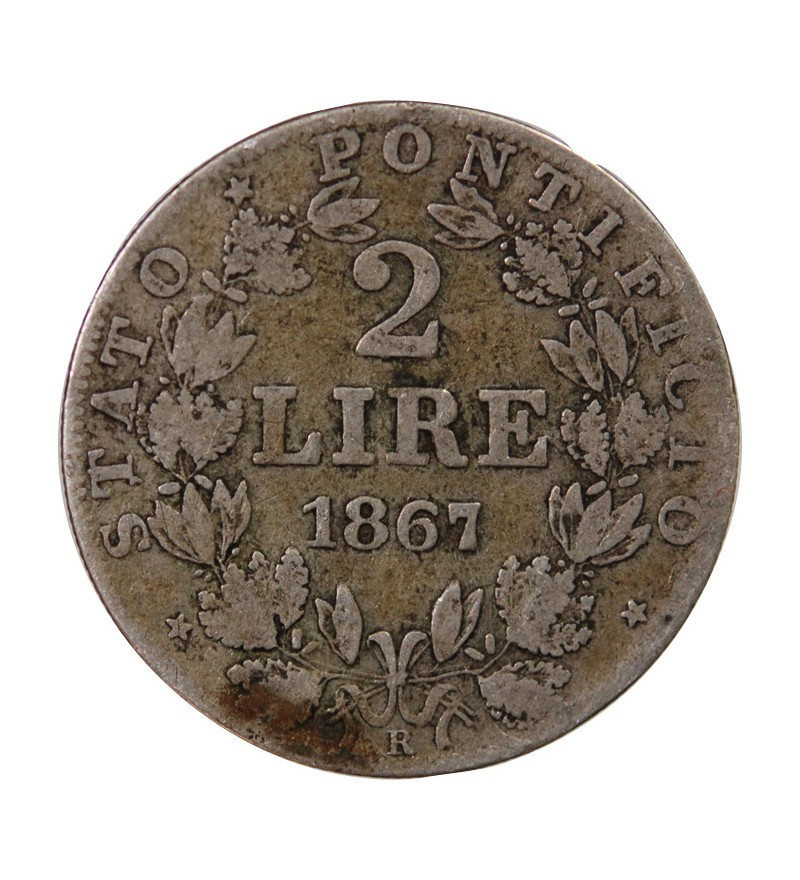 VATICAN, PIE IX - 2 LIRE 1867 ROME AN XXII
