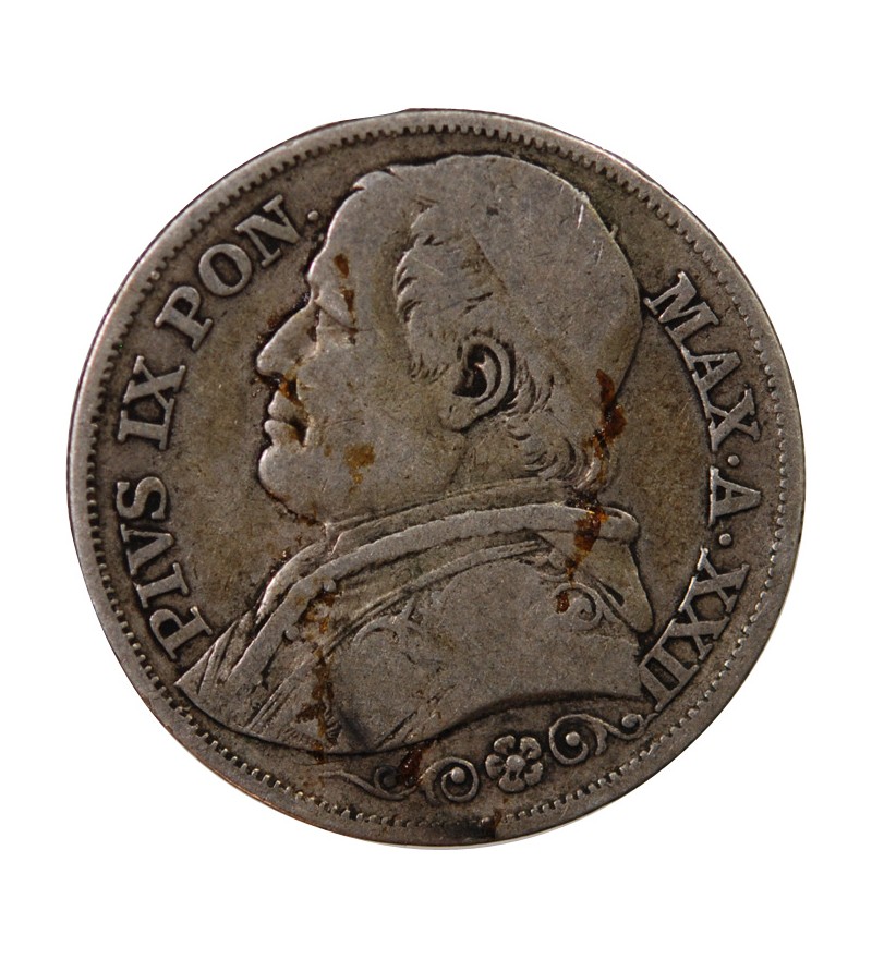 VATICAN, PIE IX - 2 LIRE 1867 ROME AN XXII