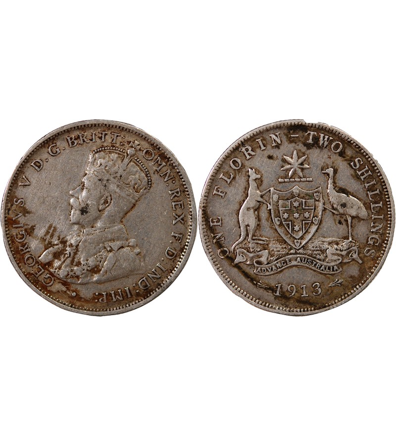 AUSTRALIE, GEORGES VI - FLORIN ARGENT 1913
