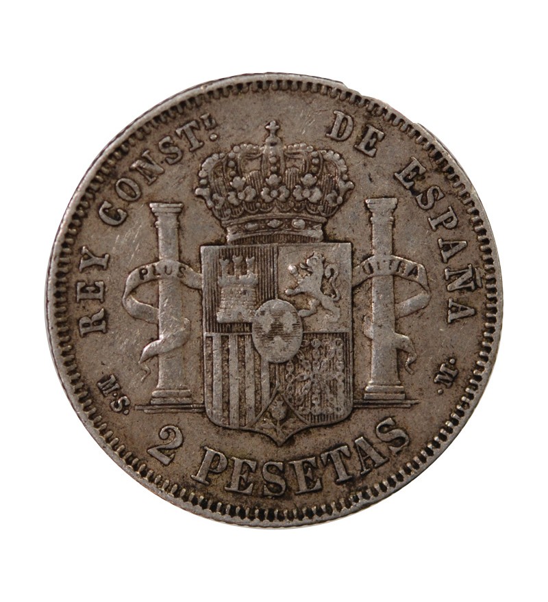 ESPAGNE, ALPHONSE XII - 2 PESETAS ARGENT 1882 MSM
