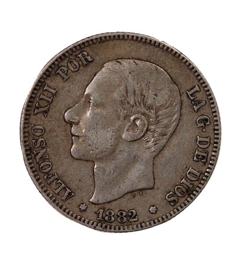 ESPAGNE, ALPHONSE XII - 2 PESETAS ARGENT 1882 MSM