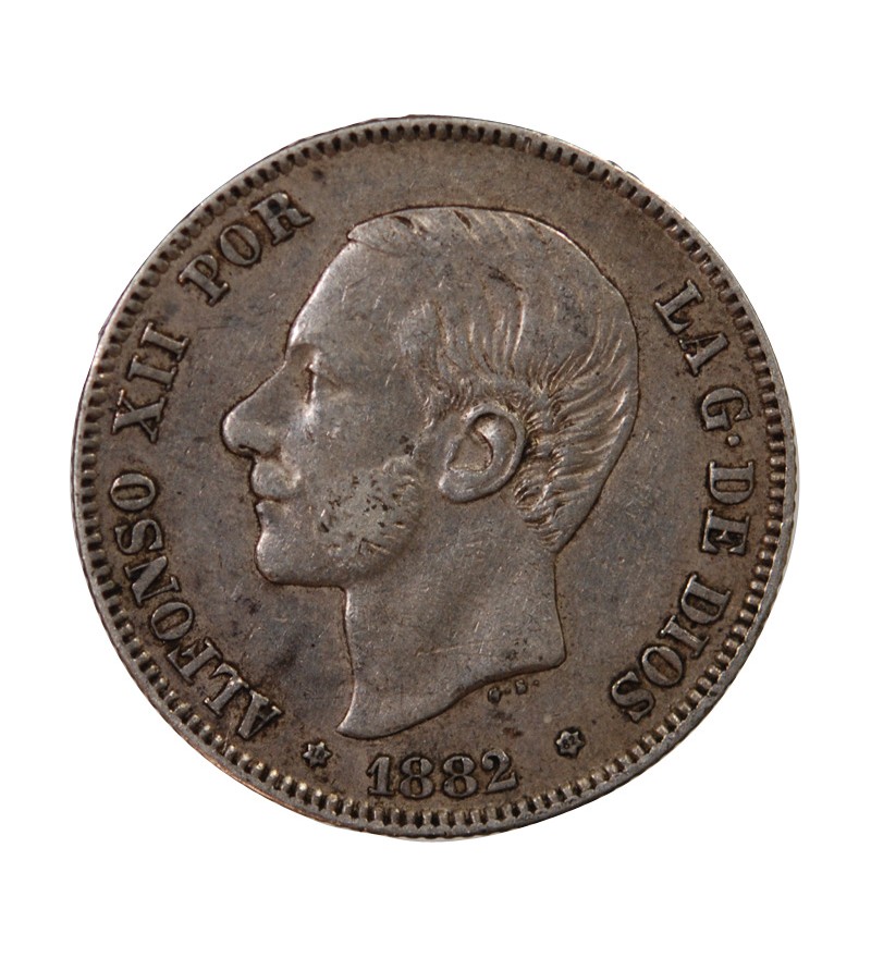 ESPAGNE, ALPHONSE XII - 2 PESETAS ARGENT 1882 MSM