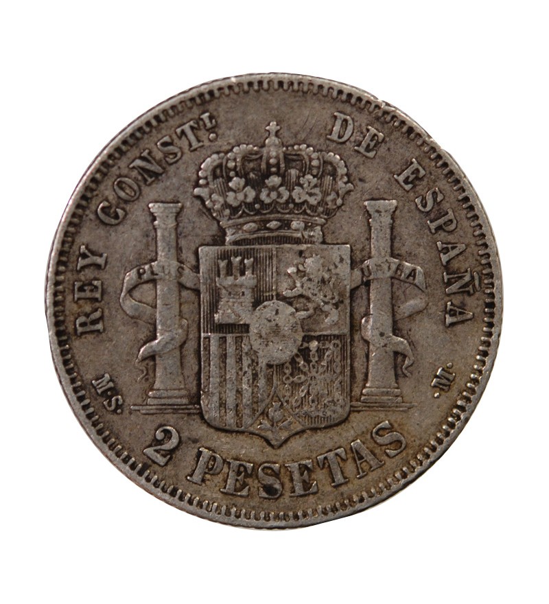 ESPAGNE, ALPHONSE XII - 2 PESETAS ARGENT 1882 MSM