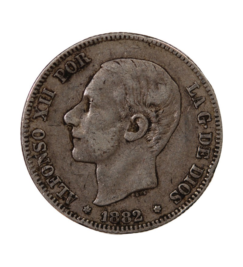 ESPAGNE, ALPHONSE XII - 2 PESETAS ARGENT 1882 MSM