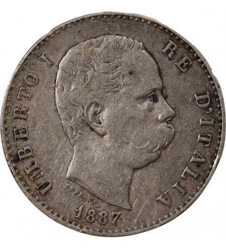 ITITALIE, UMBERTO Ier - 1 LIRE ARGENT 1887 M MILAN