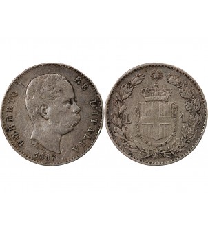 ITITALIE, UMBERTO Ier - 1 LIRE ARGENT 1887 M MILAN 2