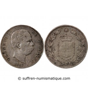 ITITALIE, UMBERTO Ier - 1 LIRE ARGENT 1887 M MILAN