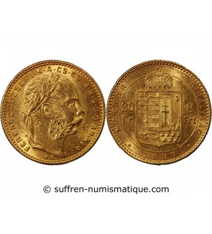 HONGRIE, FRANCOIS JOSEPH Ier - 20 FRANCS / 8 FORINT OR 1887 KB