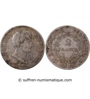 NAPOLEON Ier - 2 FRANCS AN 13 Q PERPIGNAN "calendrier révolutionnaire"