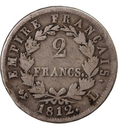 NAPOLEON Ier - 2 FRANCS 1812 L BAYONNE
