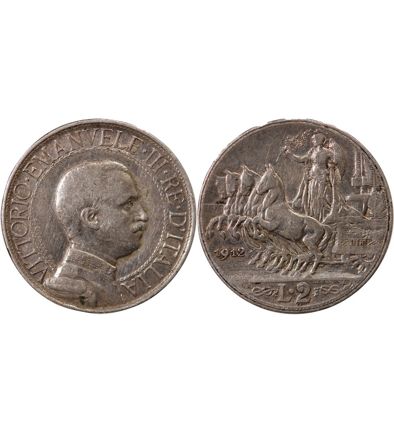 ITALIE, VICTOR EMMANUEL III - 2 LIRE ARGENT 1912 R ROME