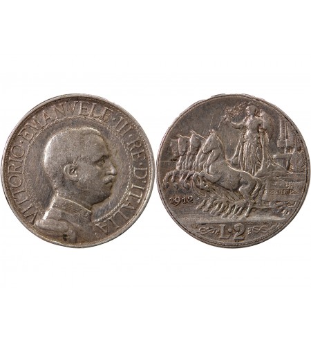 ITALIE, VICTOR EMMANUEL III - 2 LIRE ARGENT 1912 R ROME