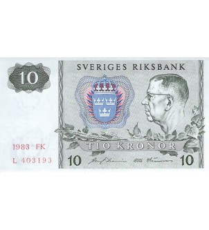 SUEDE, GUSTAF VI ADOLF - 10 KRONOR 1983 - SUP 2