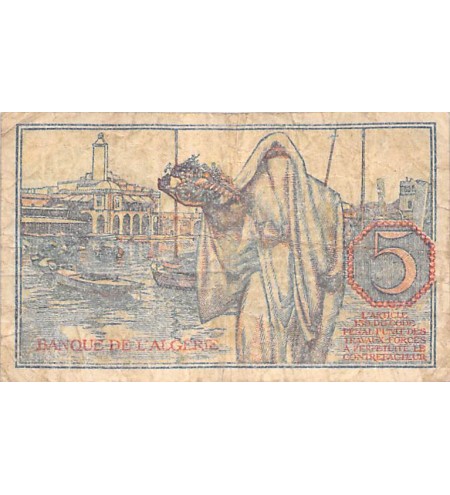 ALGERIE - 5 FRANCS 02/10/1944 - TB