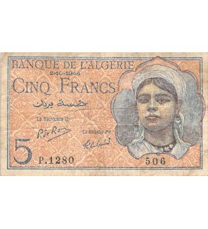 ALGERIE - 5 FRANCS 02/10/1944 - TB 2