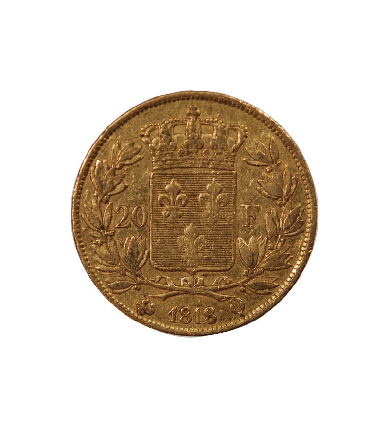 LOUIS XVIII - 20 FRANCS OR 1818 Q PERPIGNAN