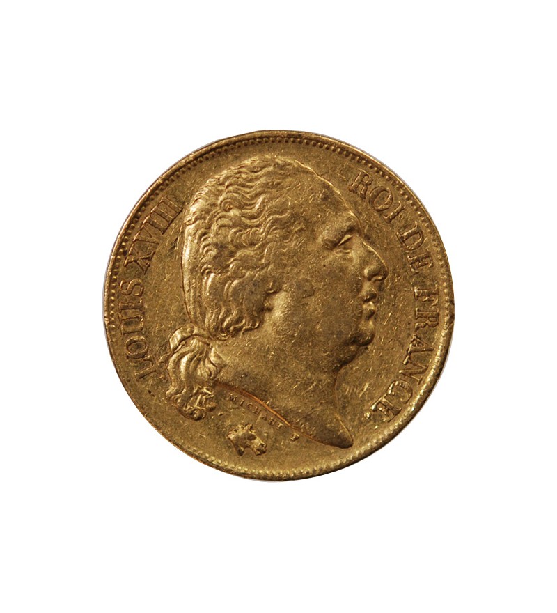 LOUIS XVIII - 20 FRANCS OR 1818 Q PERPIGNAN