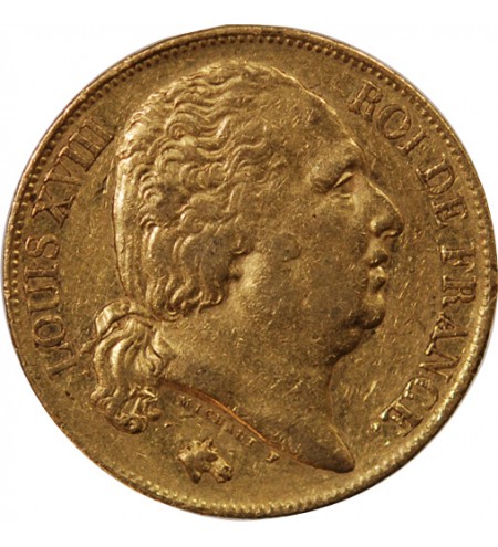 LOUIS XVIII - 20 FRANCS OR 1818 Q PERPIGNAN