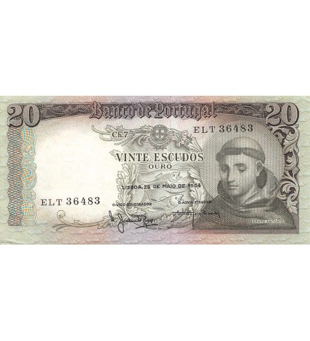 PORTUGAL - 20 ESCUDOS San Antonio de Padua 1964