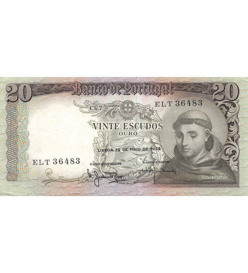 PORTUGAL - 20 ESCUDOS San Antonio de Padua 1964