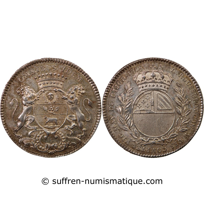 MAIRE DE DIJON, NICOLAS-CLAUDE ROUSSELOT - JETON ARGENT 1763