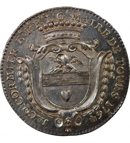 MAIRE DE TOURS, JACQUES CORMIER - JETON ARGENT 1764