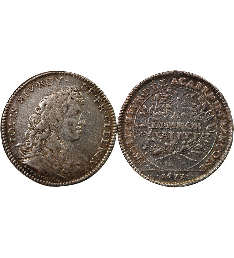 ACADEMIE FRANCAISE, LOUIS XIV – JETON ARGENT 1673
