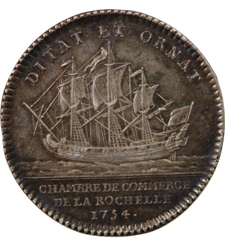CHAMBRE DE COMMERCE DE LA ROCHELLE – JETON ARGENT 1754